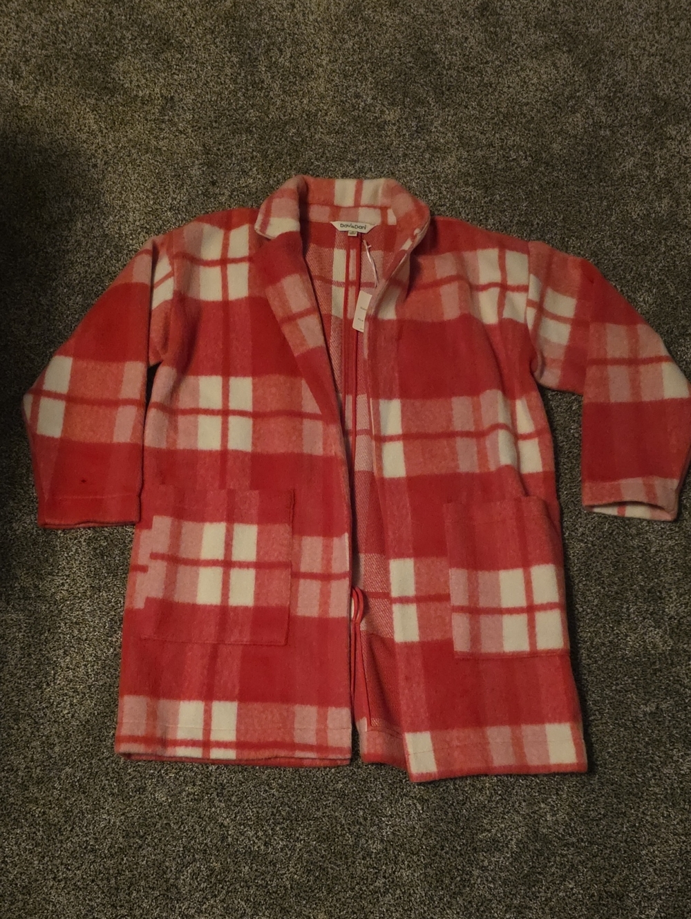 DAVI & DANI Pink and White Plaid Shacket